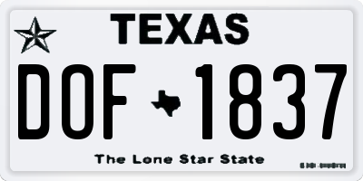 TX license plate DOF1837