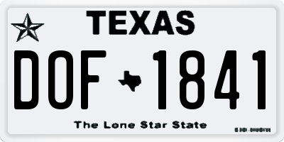 TX license plate DOF1841