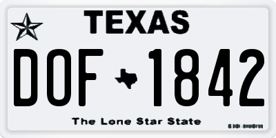 TX license plate DOF1842