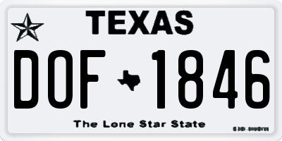 TX license plate DOF1846