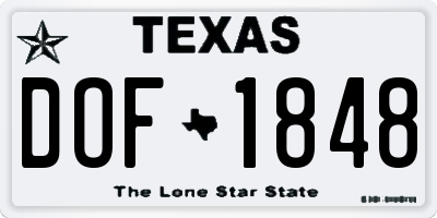 TX license plate DOF1848