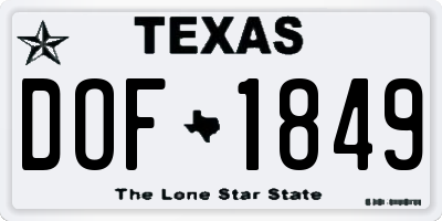 TX license plate DOF1849