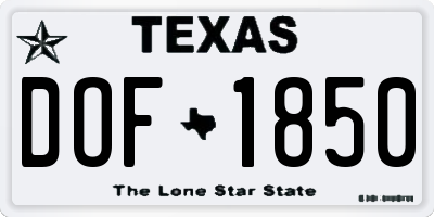 TX license plate DOF1850