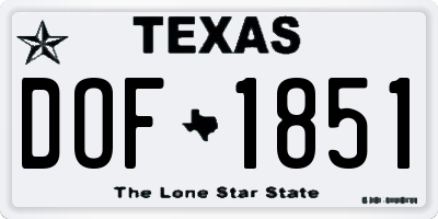 TX license plate DOF1851