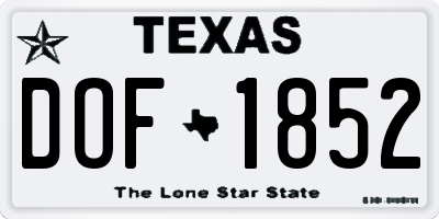 TX license plate DOF1852