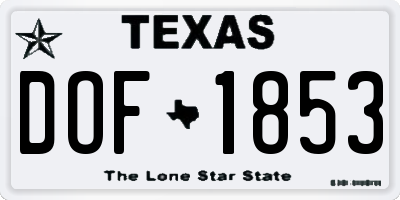 TX license plate DOF1853