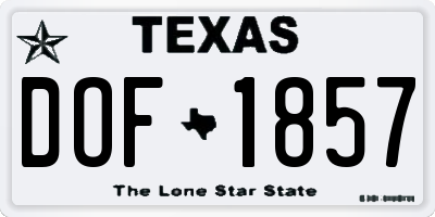 TX license plate DOF1857