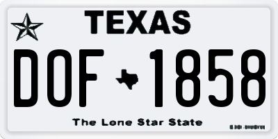 TX license plate DOF1858