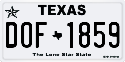 TX license plate DOF1859