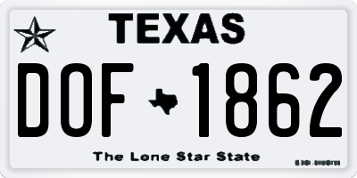 TX license plate DOF1862