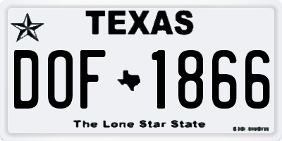 TX license plate DOF1866