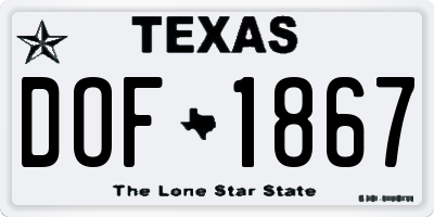 TX license plate DOF1867