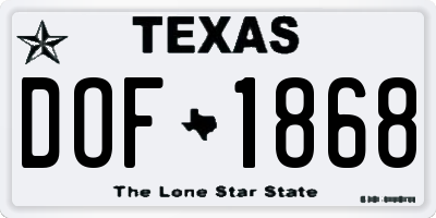 TX license plate DOF1868