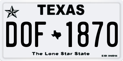 TX license plate DOF1870