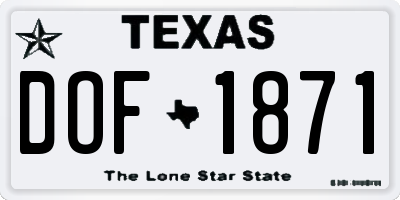 TX license plate DOF1871