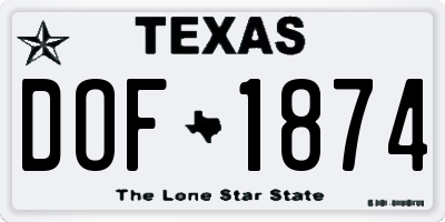 TX license plate DOF1874