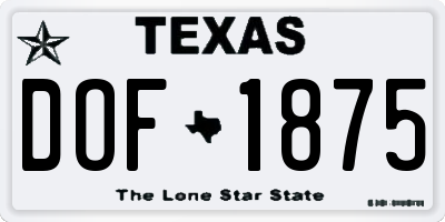 TX license plate DOF1875