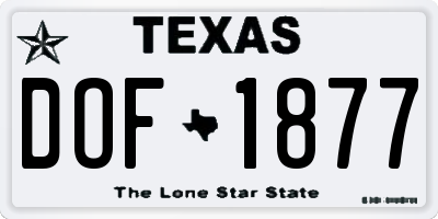 TX license plate DOF1877