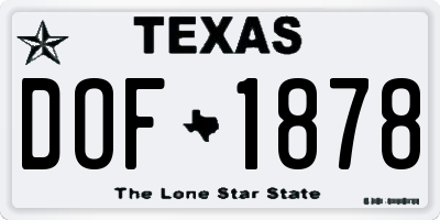 TX license plate DOF1878