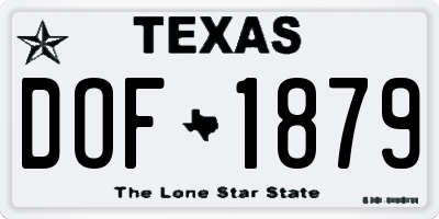 TX license plate DOF1879