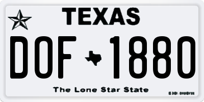 TX license plate DOF1880