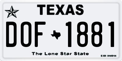 TX license plate DOF1881