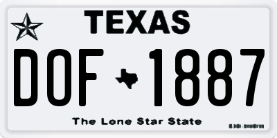TX license plate DOF1887