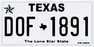 TX license plate DOF1891