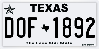 TX license plate DOF1892