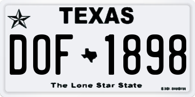 TX license plate DOF1898