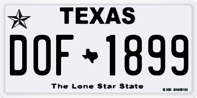 TX license plate DOF1899