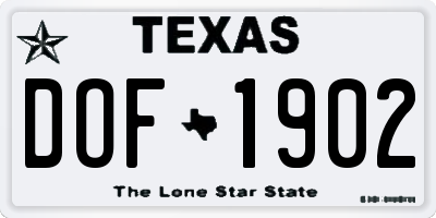 TX license plate DOF1902