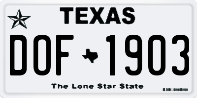 TX license plate DOF1903