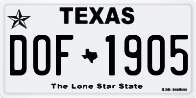 TX license plate DOF1905