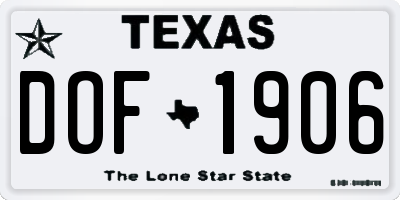 TX license plate DOF1906