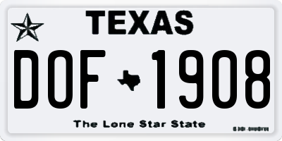 TX license plate DOF1908