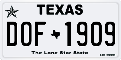 TX license plate DOF1909