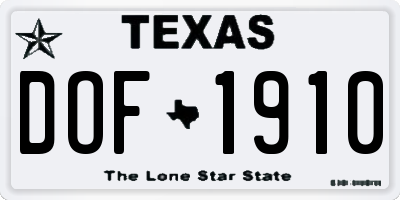 TX license plate DOF1910