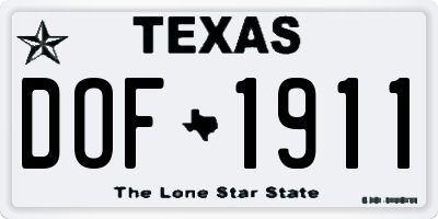 TX license plate DOF1911