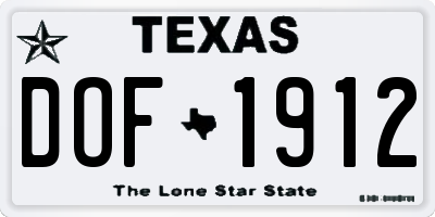 TX license plate DOF1912