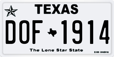 TX license plate DOF1914