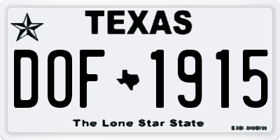 TX license plate DOF1915