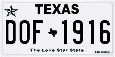 TX license plate DOF1916