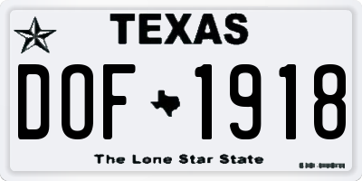 TX license plate DOF1918