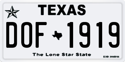 TX license plate DOF1919