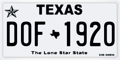 TX license plate DOF1920