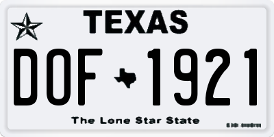TX license plate DOF1921