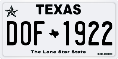TX license plate DOF1922
