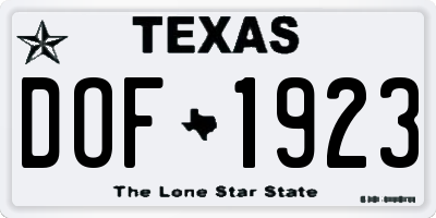 TX license plate DOF1923