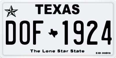 TX license plate DOF1924